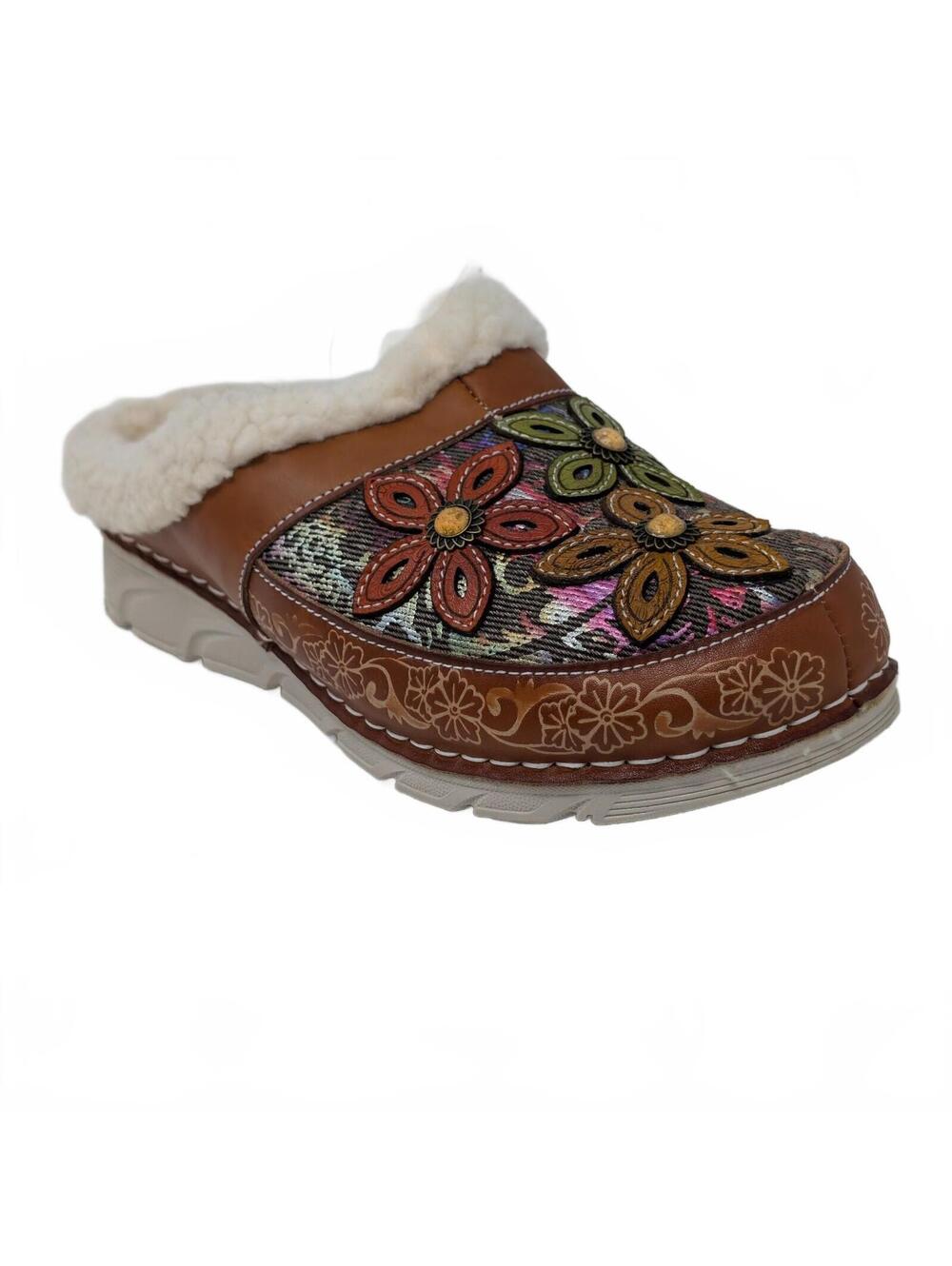 Springstep L’Artiste Tan 40 9 Honestela Clogs Cozy Sherpa Art To Wear Comfort